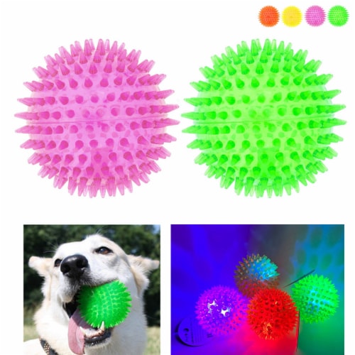 2 Pack Led Light Up Spike Ball Pet Dog