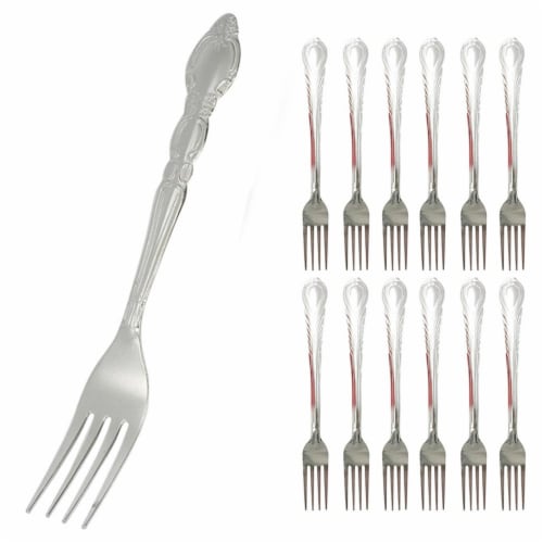 12 Dinner Forks Set Heavy Duty Stainless Steel Cutlery Table Flatware Utensils Perspective: front