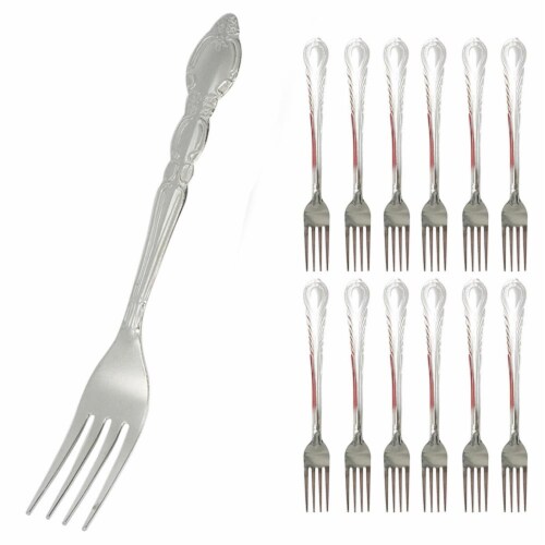 12 Dinner Forks Set Heavy Duty Stainless Steel Cutlery Table Flatware Utensils Perspective: front