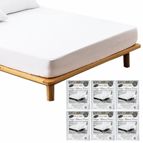 6 PK Vinyl Mattress Protector Full Size Cover Premium Waterproof Bed Heavy Duty Perspective: front