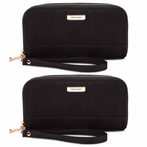 2 Women s RFID Blocking Double Zip Wrist Wallet Nylon Holder Card