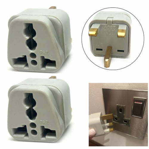 2 Universal Outlet Power Plug Adapter Type G AC Converter UAE EU AU US UK, 1 Kroger