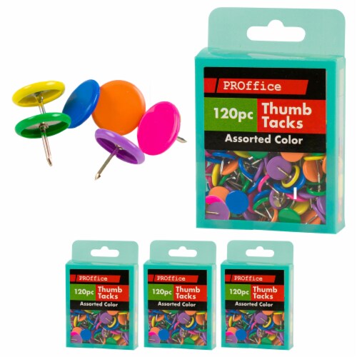 480ct Round Flat Push Pin Thumb Tacks Multicolor 3/8 Cork Board Bulletin Office Perspective: front
