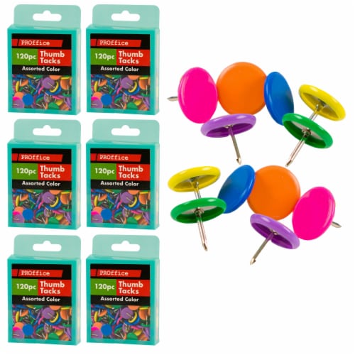 720ct Multicolor Thumb Tacks 3/8 Round Flat Push Pin Cork Board Office Bulletin Perspective: front