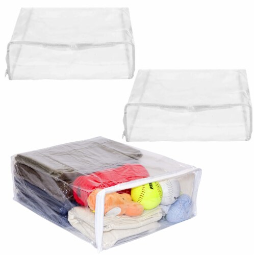 2Pcs Clothes Storage Bag 90L Large Capacity Foldable Closet Organizer with  Thick Fabric Clear, 1 unit - Foods Co.