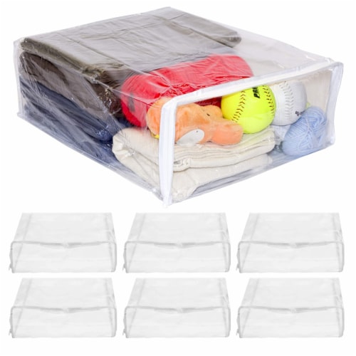 6 Pc Zippered Storage Bags Clear Vinyl Clothes Blanket Home Space Saver  15X18X6, 1 - Baker's