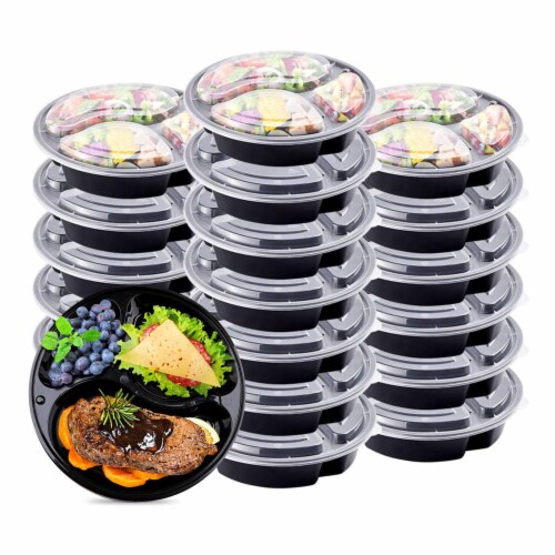 24 Food Storage Containers Meal Prep 3 Compartment Plate W/ Lids Reusable  30oz, 1 - Dillons Food Stores