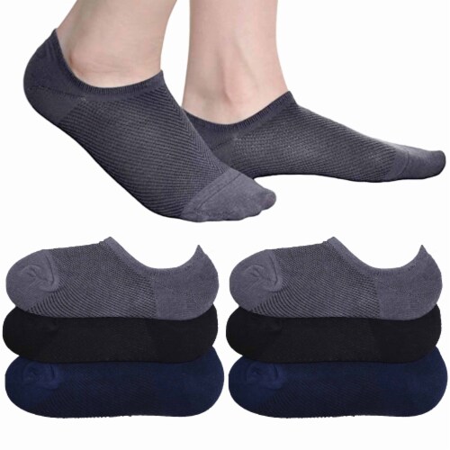 6 Pairs Men Women No Show Socks Non Slip Grip Cotton Ankle Low Cut Assorted  9-11, 1 - Smith's Food and Drug