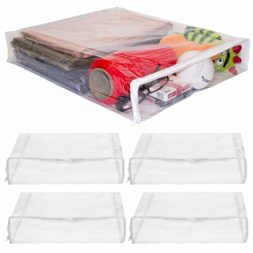 4 Clear Zipper Anti Dust Clothes Storage Bag Quilt Blanket Organizer  15X18X3, 1 - Smith's Food and Drug