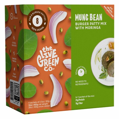 The Live Green Co. Mung and Moringa Burger Patty - Plant Only Ingredients Perspective: front