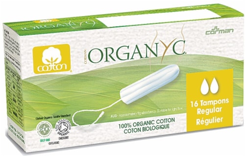 Organyc Regular Cotton without Applicator Tampons Perspective: front