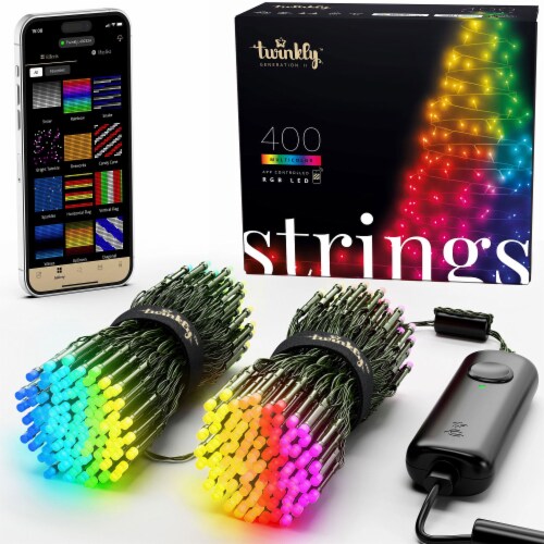 Twinkly Strings App-Controlled Smart LED Christmas Lights 400 Multicolor 105-Ft Perspective: front