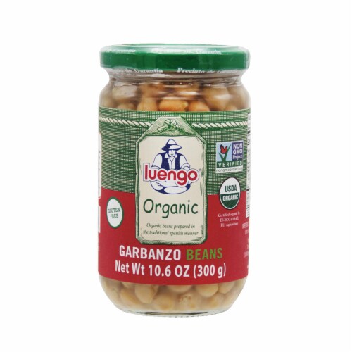 Organic  Garbanzo beans Jar. Pack 6 x 300g (10.6 Oz) Perspective: front