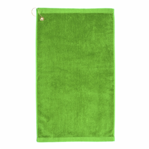 Premium Velour Golf Towel with Corner Hook &Grommet Placement-Lime Perspective: front