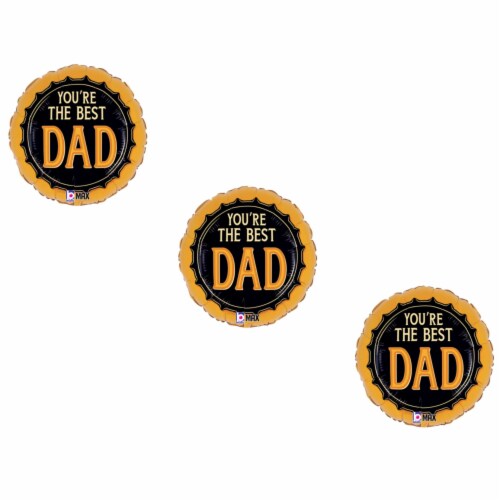 LOONBALLON Father's Day Theme Balloon Set, 3x Standard  Gold & Black Balloon Perspective: front