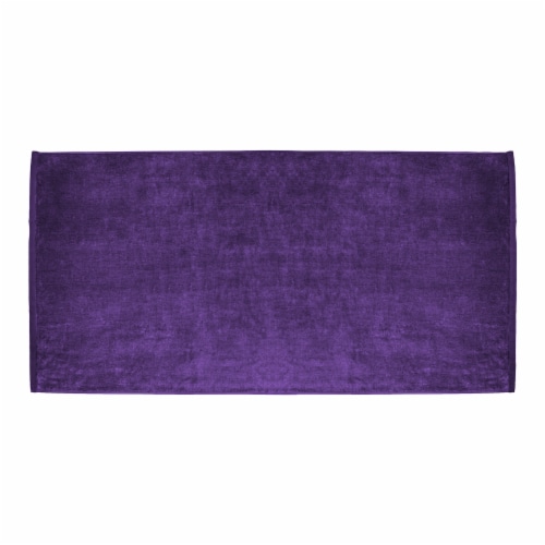 TowelSoft Premium 100% Cotton terry velour beach towel 30 inch x 60 inch-Purple Perspective: front