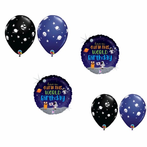 LOONBALLOON Space, Alien, Rocket Theme Balloon Set, 2x Birthday Perspective: front
