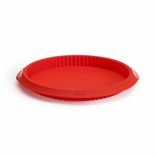 Lekue Silicone Perforated 11-Inch Quiche Pan, Red Perspective: front