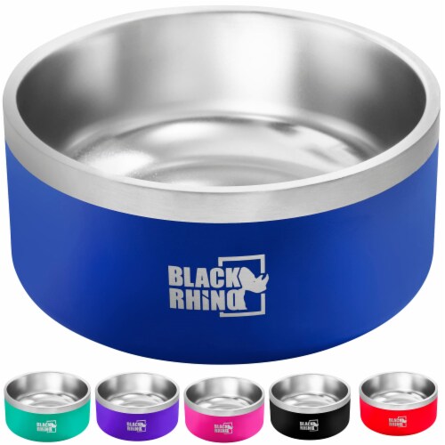 Black Rhino Blue Dura-Bowl (42 Oz) Double Insulated Dog Bowls, 42