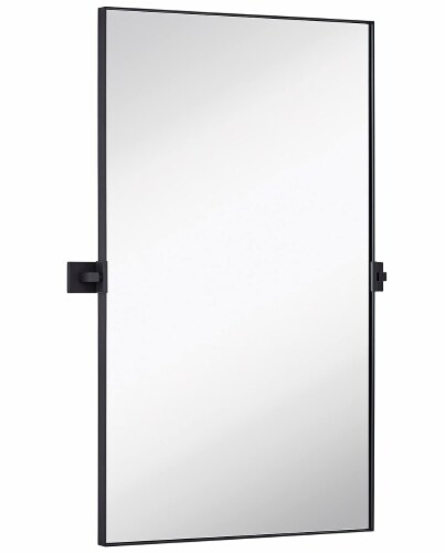 20x34 Silver Metal Framed Rectangular Pivot Mirror for Wall Beveled
