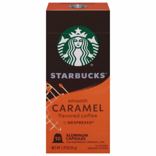 Starbucks By Nespresso Original Line Pods Flavored Roast Coffee Smooth Caramel 100% Arabica Perspective: front