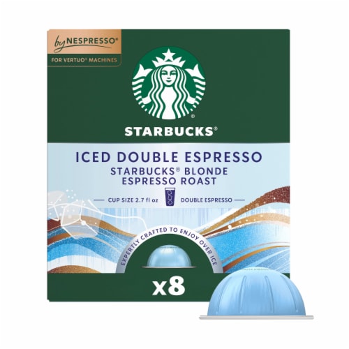 Starbucks by Nespresso Vertuo Iced Double Espresso Starbucks Blonde Espresso Roast Coffee Pods Perspective: front