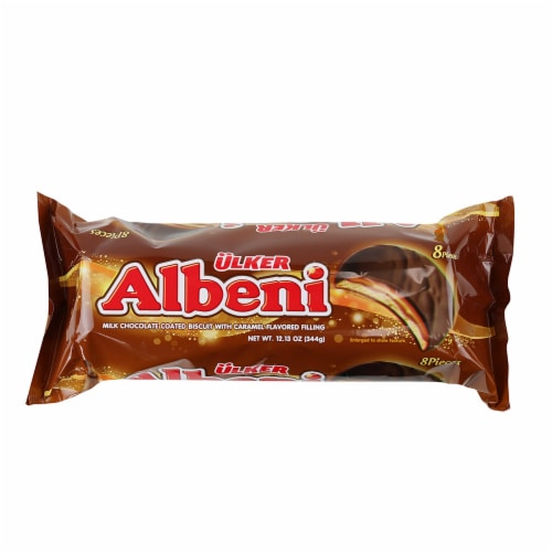Ulker Albeni Chocolate Coated Caramel Biscuits Perspective: front