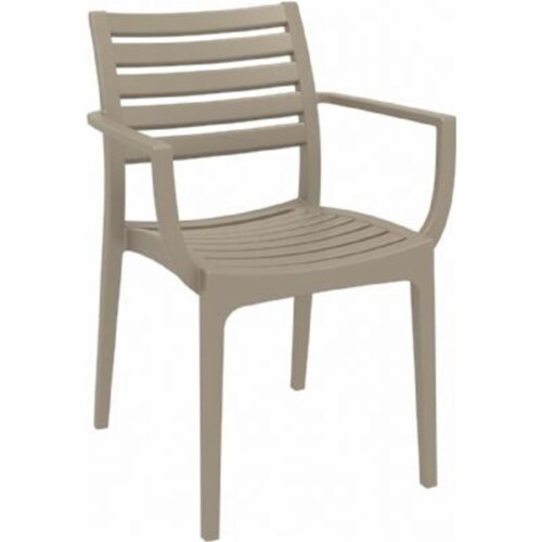 Artemis Outdoor Dining Arm Chair Taupe Perspective: front