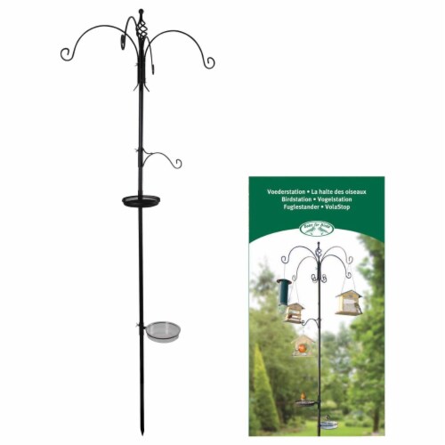 Esschert Design USA  Metal Bird Station&#44; Black - Large Perspective: front