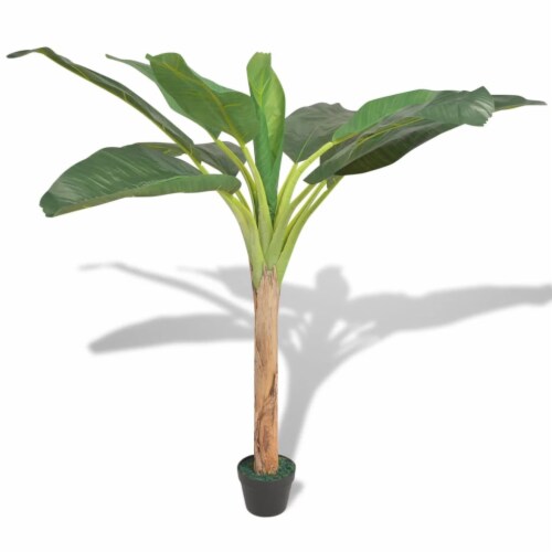 vidaXL Artificial Banana Tree Plant with Pot 59  Green Perspective: front