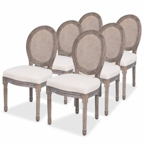 vidaXL Dining Chairs 6 pcs Cream Fabric Perspective: front