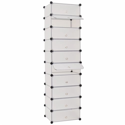 vidaXL Interlocking Shoe Organizer with 10 Compartments White N A