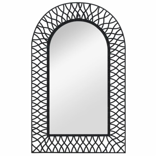 vidaXL Wall Mirror Arched 19.6 x31.4 Black Perspective: front