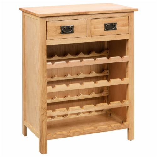 vidaXL Wine Cabinet 28.3 x12.5 x35.4 Solid Oak Wood Perspective: front