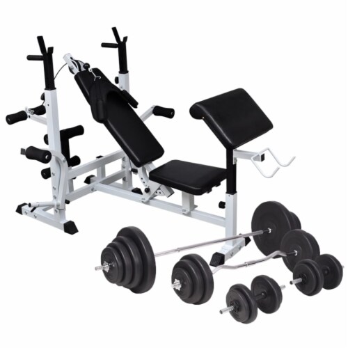 vidaXL Weight Bench with Weight Rack Barbell and Dumbbell Set 264.6 lb 70.9 x49.6 x 40.6 48.4 Ralphs