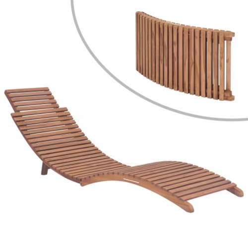 vidaXL Folding Sun Lounger Solid Teak Wood 1 Fred Meyer