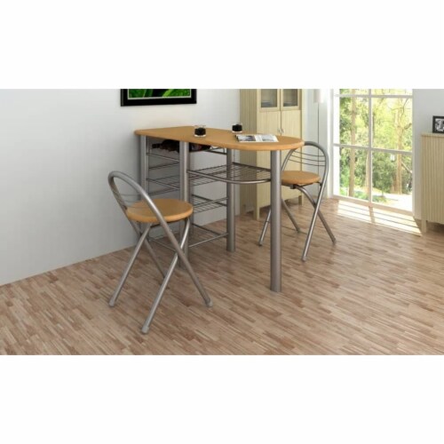 Kitchen/Breakfast Bar/Table and Chairs Set Wood Perspective: front