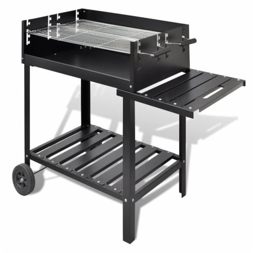 Kiezen Kluisje Zwart vidaXL BBQ Stand Charcoal Barbecue 2 Wheels, 1 set - Metro Market