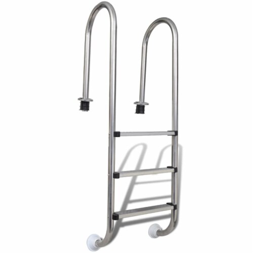 Online Gym Shop CB19057 3 Steps Stainless Steel Above Ground In-Pool Ladder Perspective: front