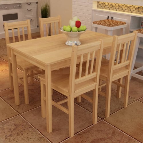 Dining table set pine wood kitchen dining room table dinette table with 4 chairs cheap
