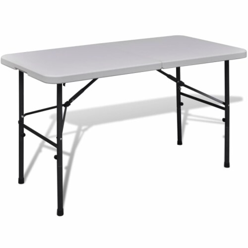 vidaXL Foldable Garden Table 48 HDPE White Perspective: front
