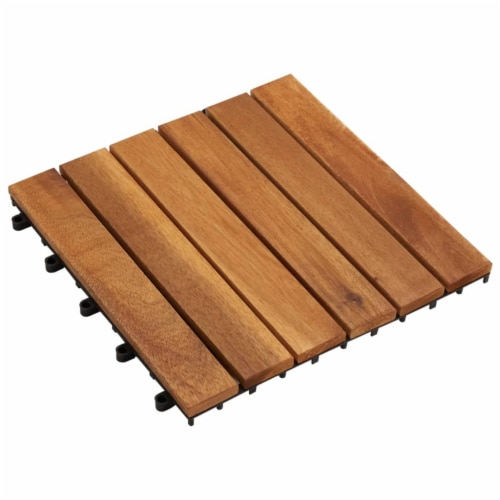vidaxl 10 pcs Acacia Decking Tiles 11.8 x11.8 Vertical Pattern Perspective: front