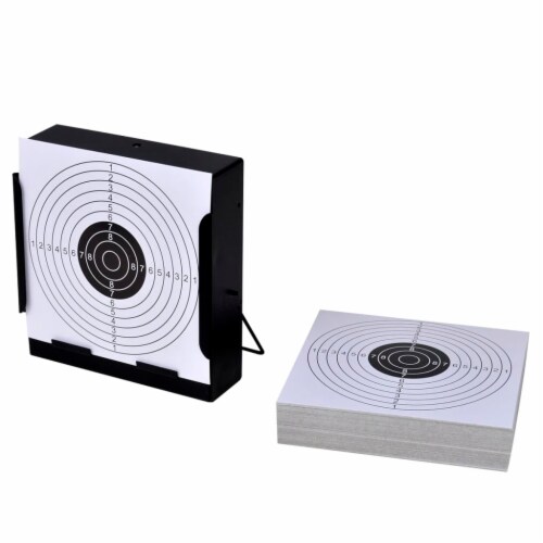 5.5 Square Target Holder Pellet Trap + 100 Paper Targets Perspective: front