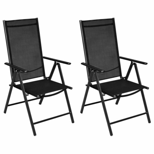 vidaXL Folding Patio Chairs 2 pcs Aluminum and Textilene Black N