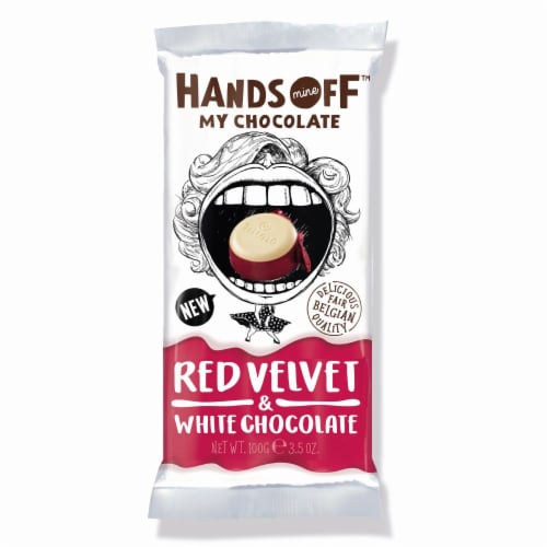 Hands Off My Chocolate Red Velvet & White Chocolate Bar Perspective: front