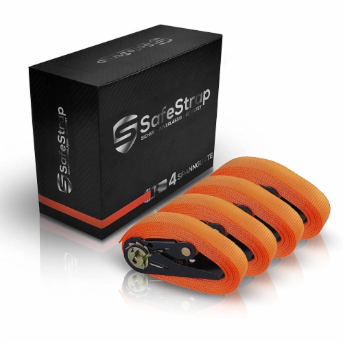 SafeStrap Ratchet Strap 13 Feet Orange - 3500 lbs Capacity - Set of 4 Perspective: front