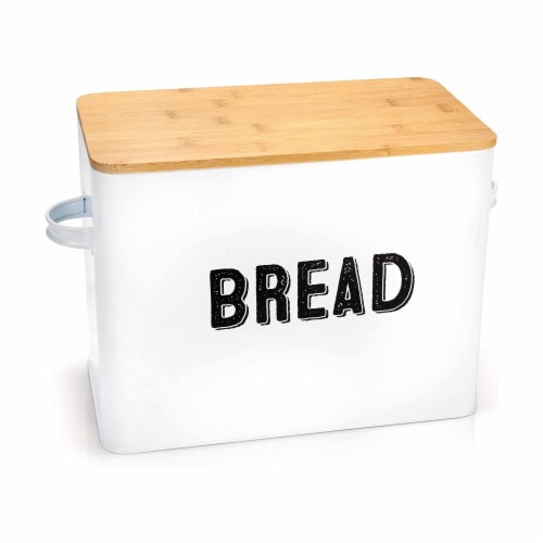 Granrosi 10 Tall Metal Bread Box Storage Container w/Bamboo Wooden Lid,  White, 1 Piece - Fry's Food Stores