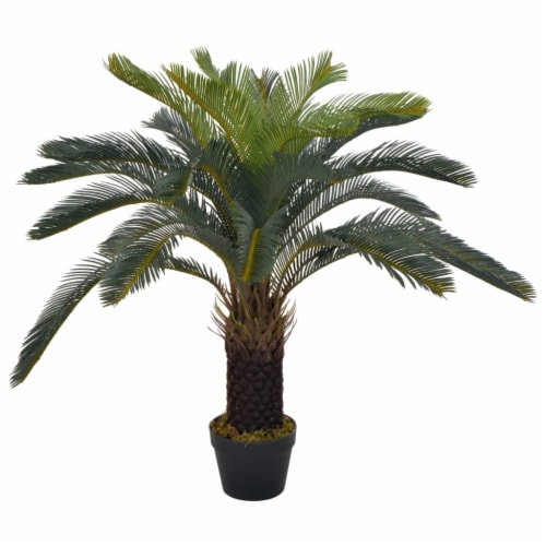 vidaXL Artificial Plant Cycas Palm with Pot Green 35.4 Perspective: front