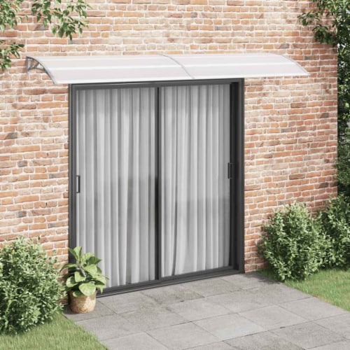 vidaXL Door Canopy Gray and Transparent 118.1 x31.5 PC Perspective: front