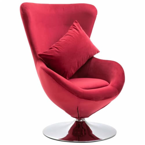 vidaXL Swivel Egg Chair with Cushion Red Velvet 1 pcs Harris Teeter